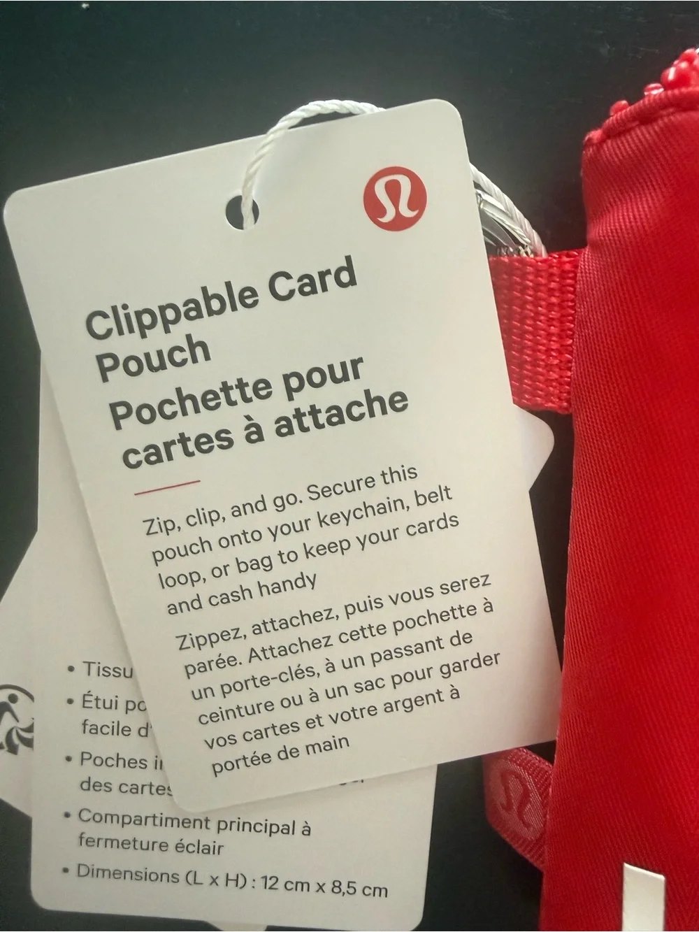 Lululemon NWT Red Clippable Card Pouch